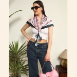 Luxury Octave Marsal Printed Satin Silk Fabric Scarf - Image 4