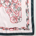 Luxury Octave Marsal Printed Satin Silk Fabric Scarf - Image 7
