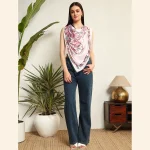 Luxury Octave Marsal Printed Satin Silk Fabric Scarf - Image 6