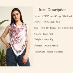 Luxury Octave Marsal Printed Satin Silk Fabric Scarf - Image 9