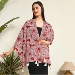 Maroon Hand Block Floral Printed Fabric Dupatta