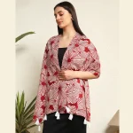 Maroon Hand Block Floral Printed Fabric Dupatta - Image 4