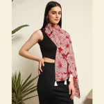Maroon Hand Block Floral Printed Fabric Dupatta - Image 5