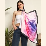 New Satin Silk Shawl Purple Yoga Printed Neck Wrap Scarf