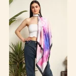 New Satin Silk Shawl Purple Yoga Printed Neck Wrap Scarf - Image 2