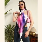 New Satin Silk Shawl Purple Yoga Printed Neck Wrap Scarf - Image 5