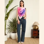 New Satin Silk Shawl Purple Yoga Printed Neck Wrap Scarf - Image 7