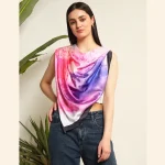 New Satin Silk Shawl Purple Yoga Printed Neck Wrap Scarf - Image 4