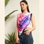 New Satin Silk Shawl Purple Yoga Printed Neck Wrap Scarf - Image 3
