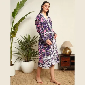 Ombre Mandala Print Women's Beach Wear Dressing Bathrobe - Image 4