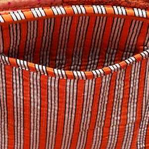 Patchwork Quilted Tote Bags Orange Silk Fabric Carry Bag - Image 9