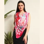 Pink Crown Print Satin Silk Scarf Women neckerchief