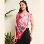 Pink Crown Print Satin Silk Scarf Women neckerchief - Image 2