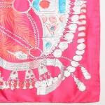 Pink Crown Print Satin Silk Scarf Women neckerchief - Image 7