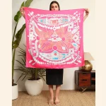 Pink Crown Print Satin Silk Scarf Women neckerchief - Image 5