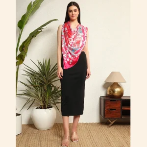 Pink Crown Print Satin Silk Scarf Women neckerchief - Image 6