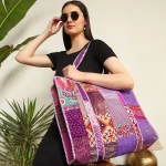 Purple Tote Bags Casual Patchwork Quilted Shopping Bag