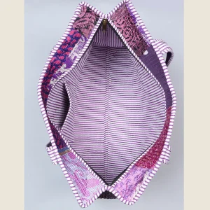Purple Tote Bags Casual Patchwork Quilted Shopping Bag - Image 8