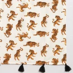 Tiger Printed Pure Cotton Scarf With Tassel Lace - Image 8