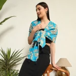Turquoise Scarf For Women Floral Printed