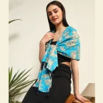 Turquoise Scarf For Women Floral Printed - Image 4
