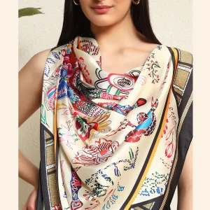 Wedding Horse Printed Square Scarf for Women - Image 7