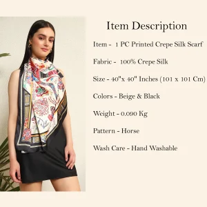 Wedding Horse Printed Square Scarf for Women - Image 9