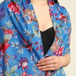 Women Blue Bird Rectangle Cotton Shawl - Image 7
