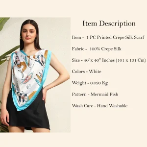 Women Fashion Mermaid Fish Print Scarf - Image 11