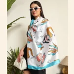 Women Fashion Mermaid Fish Print Scarf - Image 2