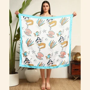 Women Fashion Mermaid Fish Print Scarf - Image 7