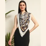 Women Leopard Print Square Silk Feel Satin Scarf - Image 2