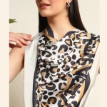 Women Leopard Print Square Silk Feel Satin Scarf - Image 8