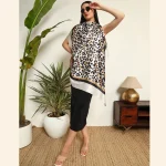 Women Leopard Print Square Silk Feel Satin Scarf - Image 5