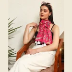 Women Lightweight Hand Block Floral Print Pink Scarf - Image 6