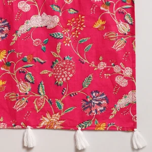 Women Lightweight Hand Block Floral Print Pink Scarf - Image 8