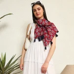 Women Maroon Scarf Hand Block Printed Scarves