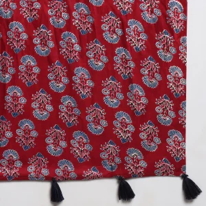 Women Maroon Scarf Hand Block Printed Scarves - Image 9