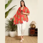 Women Tiger Printed Scarves Orange & Pink Cotton Fabric - Image 5