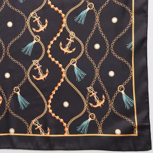 Women's Black Fashionable Printed Satin Silk Hijab - Image 8