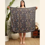 Women's Black Fashionable Printed Satin Silk Hijab - Image 6