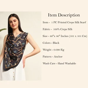 Women's Black Fashionable Printed Satin Silk Hijab - Image 9