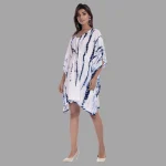 Women's Blue Tie Dye Kaftan Rayon Short Dress