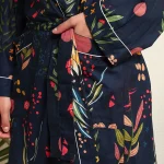 Women's Boho Maxi Kimono Dress Blue Floral Robe - Image 6