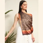 Women's Brown Paisley Printing Square Scarves - Image 2