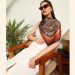 Women's Brown Paisley Printing Square Scarves - Image 4
