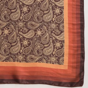 Women's Brown Paisley Printing Square Scarves - Image 8