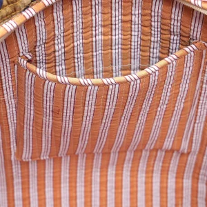 Women's Brown Patchwork Quilted Silk Fabric Bags - Image 10