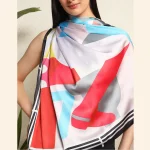 Women's Crepe Silk Neck Wraps Scarves Horse Riding Print - Image 8