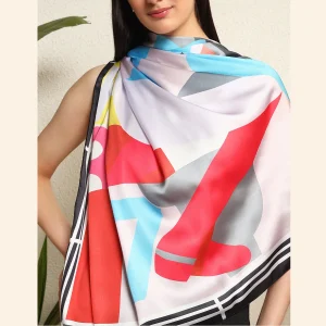 Women's Crepe Silk Neck Wraps Scarves Horse Riding Print - Image 8